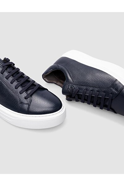 Cabani %100 Hakiki Deri Lacivert Bağcıklı Erkek Ayakkabı