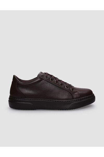 Cabani 100% Genuine Leather Brown Lace-Up Men's Sneakers