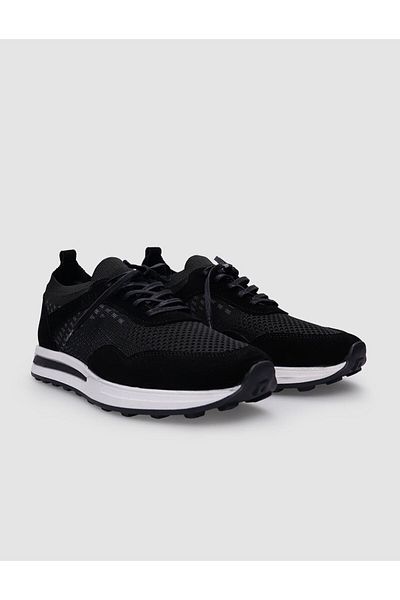 Cabani Men's Sneakers - Knitwear Black, Lace-up