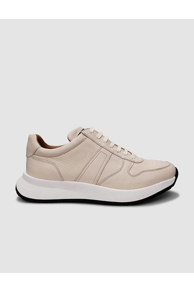 Cabani Genuine Leather Beige Lace-Up Men's Sports Shoes