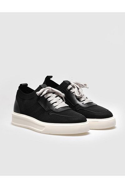 Cabani Knitwear Black Lace-Up Men's Sports Shoes