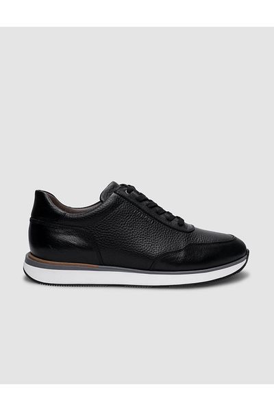 Cabani Black Genuine Leather - 100% Lace-Up Men's Sports Shoes