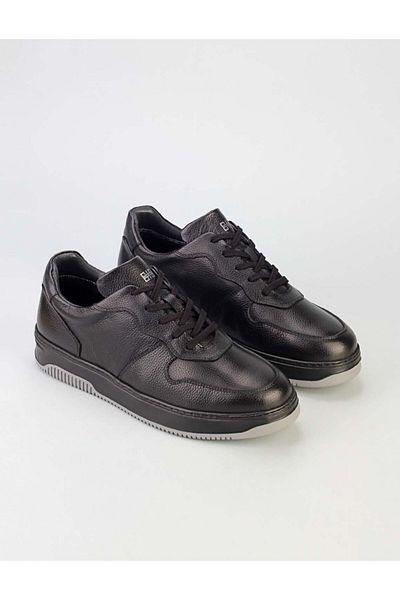 Cabani Genuine Leather Men's Black Fur Shoes