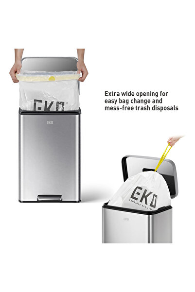 EKO MADISON PEDALLI PASLANMAZ KARE ÇÖP KOVASI - 30 LT - SATEN