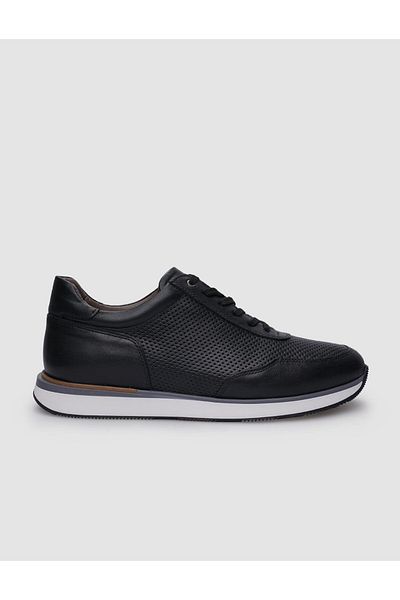 Cabani Black Genuine Leather - 100% Lace-Up Men's Sneakers