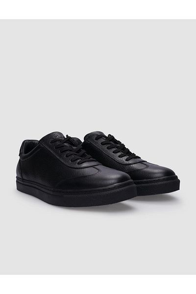Cabani Black Genuine Leather - 100% Lace-Up Men's Sneakers