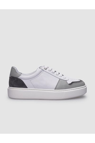 Cabani White Gray Men's Sneakers - 100% Genuine Leather