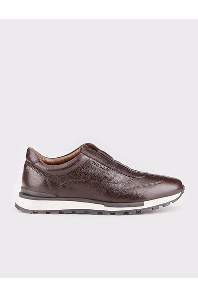 Cabani Men's Genuine Leather Brown Sneaker Sports Shoes