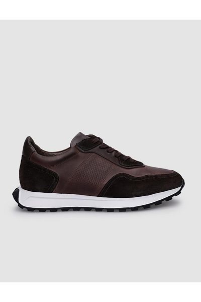 Cabani Men's Sneakers - 100% Genuine Leather, Brown, Lace-up