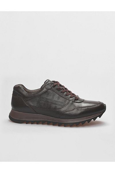 Cabani Genuine Leather Brown Lace-Up Men's Sports Shoes