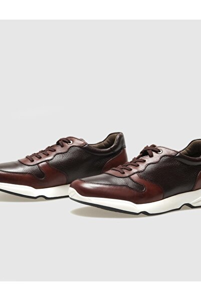 Cabani Hakiki Deri Kahverengi Bağcıklı Erkek Spor Ayakkabı