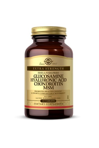 Solgar Glucosamine Hyaluronic Acid Chondroitin MSM (Shellfish-free), 60 Tablets