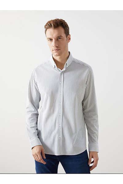 LC Waikiki Ανδρικό ριγέ μακρυμάνικο πουκάμισο LCW Vision Slim Fit