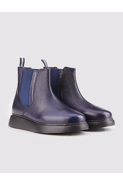 Cabani Genuine Leather Light Eva Sole Navy Blue Men's Casual Boots