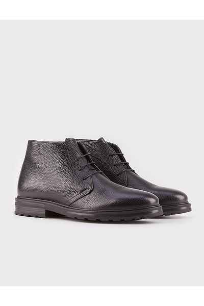 Cabani Genuine Leather Black Lace-Up Men's Casual Boots