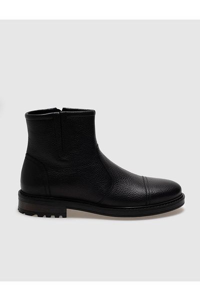 Cabani Genuine Leather Black Zippered Men's Casual Boots