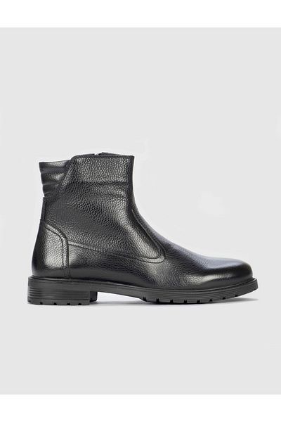 Cabani Rubber Sole Genuine Leather Black Men's Casual Boots