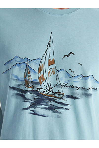 LC Waikiki Ανδρικό μπλουζάκι LCWAIKIKI Classic Crew με λαιμόκοψη κοντό μανίκι με στάμπα χτενισμένο βαμβακερό ανδρικό μπλουζάκι