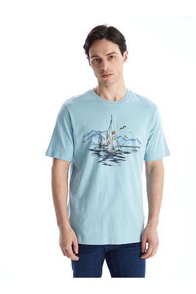 LC Waikiki Tricou pentru bărbați din bumbac pieptănat cu mânecă scurtă, cu decolteu clasic LCWAIKIKI