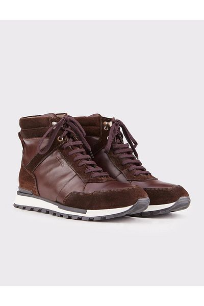 Cabani Genuine Leather Brown Fur Lace-Up Men's Casual Boots