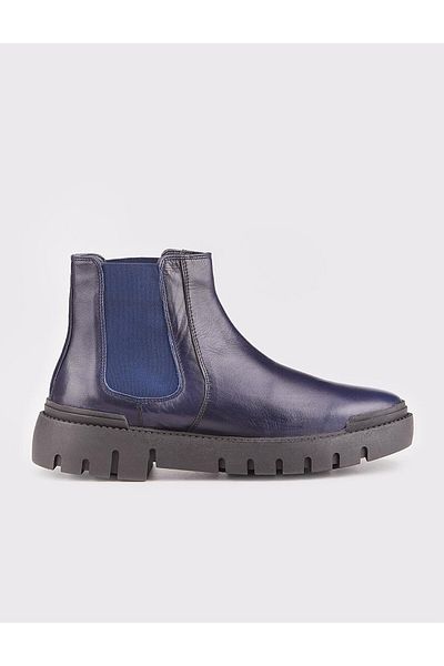 Cabani Genuine Leather Navy Blue Men's Casual Boots