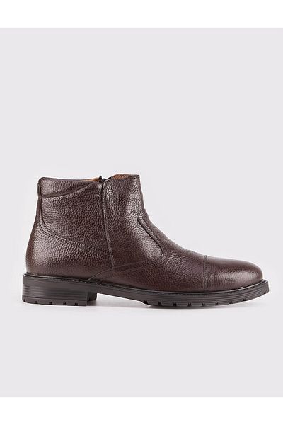 Cabani Genuine Leather Zippered Brown Men's Casual Boots