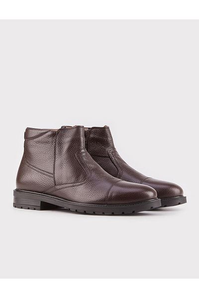 Cabani Genuine Leather Zippered Brown Men's Casual Boots