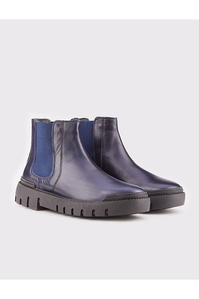 Cabani Genuine Leather Navy Blue Men's Casual Boots
