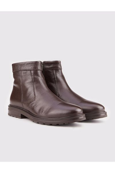 Cabani Genuine Leather Brown Leak Sole Zippered Men's Casual Boots
