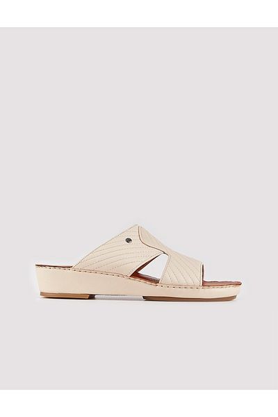 Cabani Genuine Leather Beige Men's Slippers
