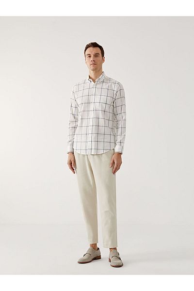 LC Waikiki Regular Fit Long Sleeve Plaid Poplin Men's Shirt