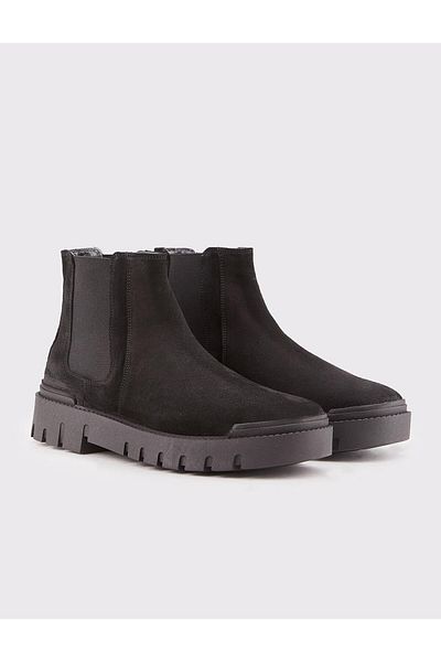 Cabani Genuine Leather Black Men's Casual Boots
