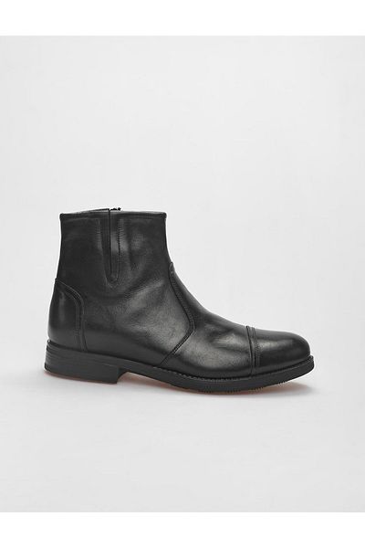 Cabani Genuine Leather Black Zippered Men's Casual Boots