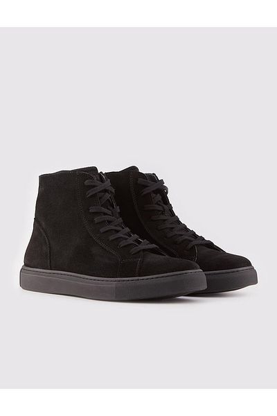 Cabani Genuine Leather Light Rubber Sole Black Zippered Lace-up Men's Casual Boots