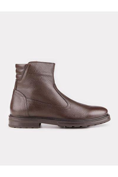 Cabani Men's Genuine Leather Zippered Brown Casual Boots