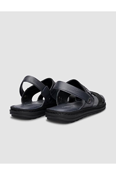 Cabani 100% Genuine Leather Navy Blue Men's Daily Sandals