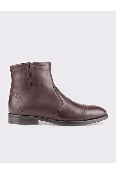 Cabani Genuine Leather Brown Zippered Men's Casual Boots