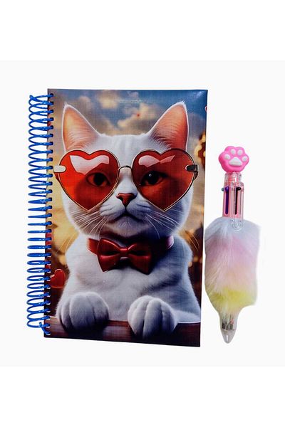 izmir yazici servis Puffy Cover Love Cat Τετράδιο με στάμπα 6 χρωμάτων Μαρκαδόρος βελούδινο γράψιμο Δώρο Σημείωση Μνήμη Αναμνηστικό Εργασία για το καθημερινό