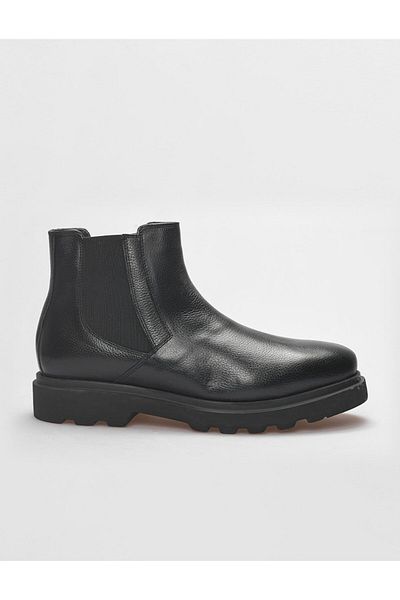 Cabani Genuine Leather Black Fur Lined Men's Casual Boots