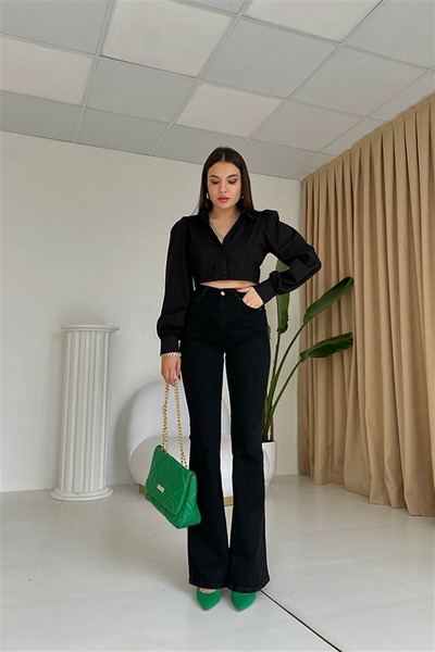 kleshus بنطلون جينز ليكرا من Kles Mia Yakamoz ذو أرجل واسعة وخصر عالٍ