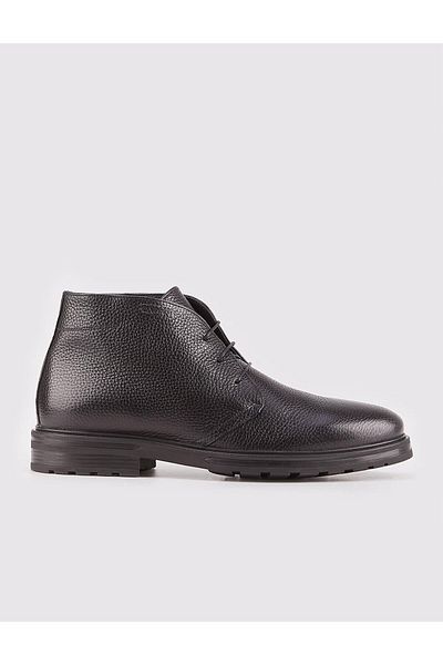 Cabani Genuine Leather Black Lace-Up Men's Casual Boots