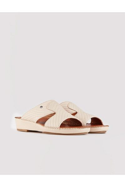 Cabani Genuine Leather Beige Men's Slippers