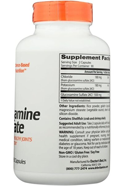 Doctor's Best Glucosamine, 180 Capsules, 750 Mg, Gluten & Soy Free, Joint Support