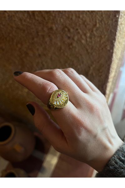 Miltonia Zircon stone eye mordern adjustable steel ring