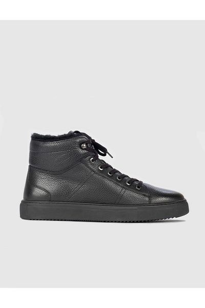 Cabani Genuine Leather Ready-Sole Black Fur Men's Casual Boots
