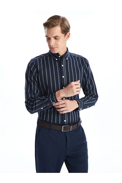 LC Waikiki Ανδρικό πουκάμισο με μακρυμάνικο ριγέ LCW Regular Fit