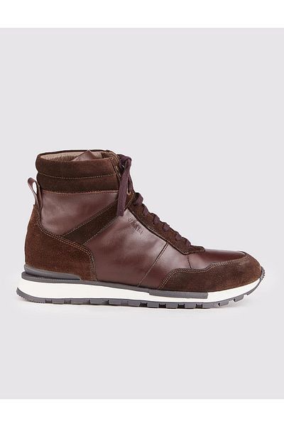 Cabani Genuine Leather Brown Fur Lace-Up Men's Casual Boots