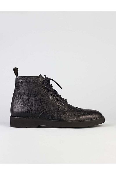 Cabani Men's Genuine Leather Ready Sole Black Lace-up Casual Boots