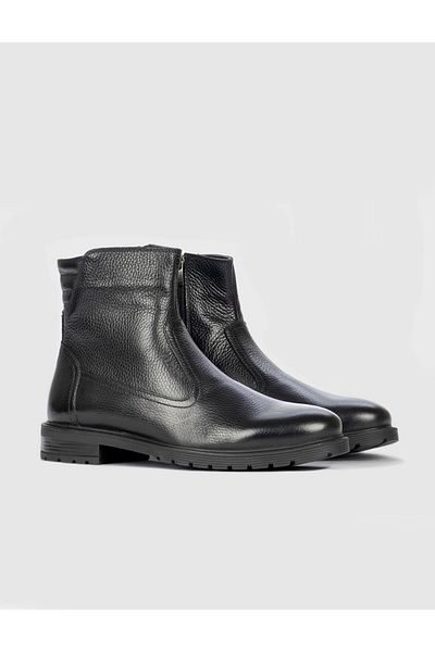 Cabani Rubber Sole Genuine Leather Black Men's Casual Boots