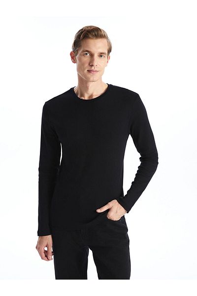 LC Waikiki Ανδρικό μπλουζάκι LCWAIKIKI Basic Crew λαιμόκοψη μακρυμάνικο βαμβακερό χτενισμένο